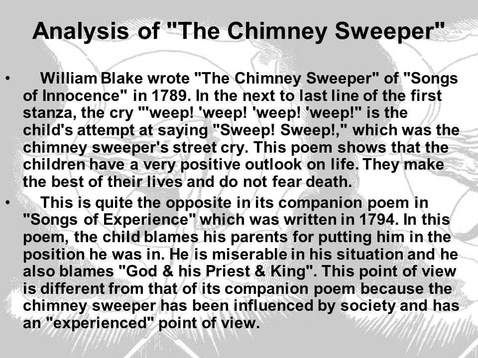The situations of innocence in william blakes the chimney sweeper